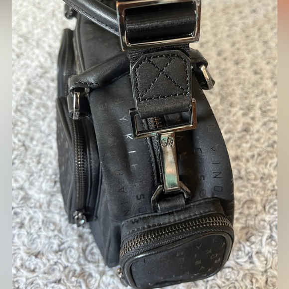 SONIA RYKIEL Signature Monogram Bag Satchel Logo Leather Hand Purse Crossbody xo - Picture 3 of 17